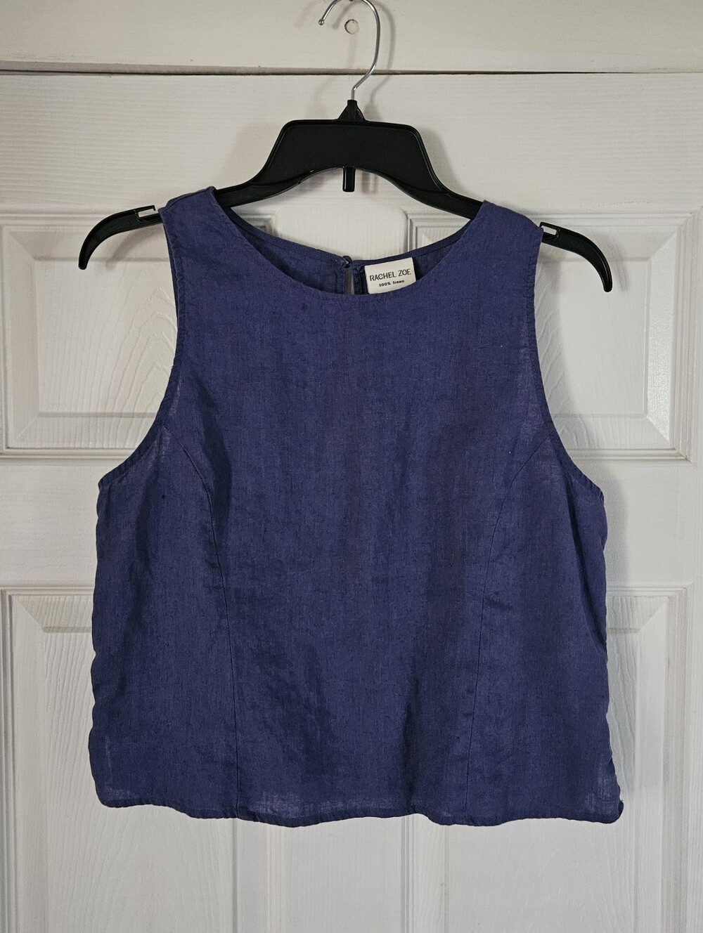 Rachel Zoe Sleeveless Linen-Blend Tank in Indigo Blue
